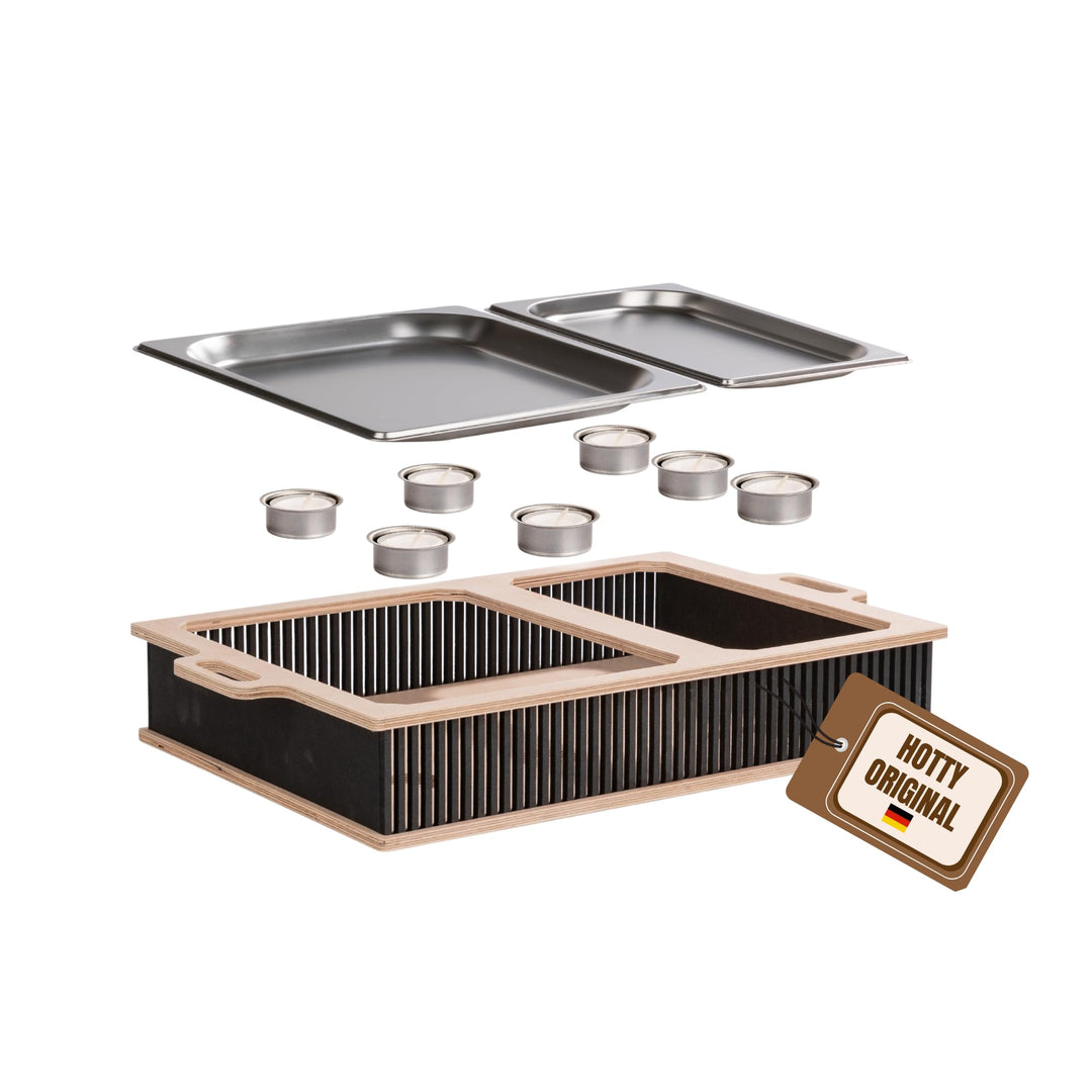 INEXTERIOR Hotty Legacy – Warmhalteplatte fürs Grillen - Grillgut Stövchen mit BBQ-Design – Speisenw