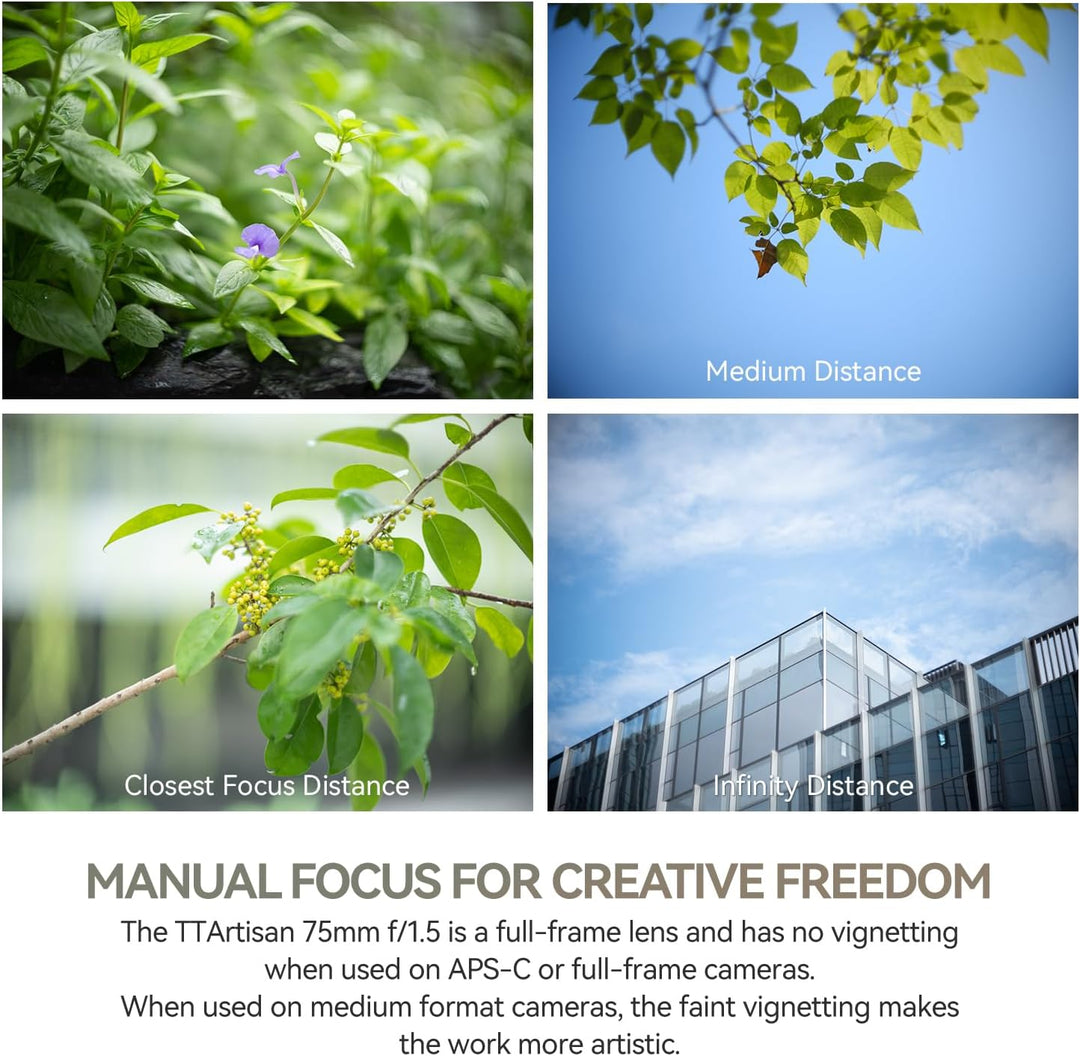 TTARTISAN 75 mm F1,5 Objektiv für M42 Mount Swirly Bokeh Vollformat Manueller Fokus Prime Objektive