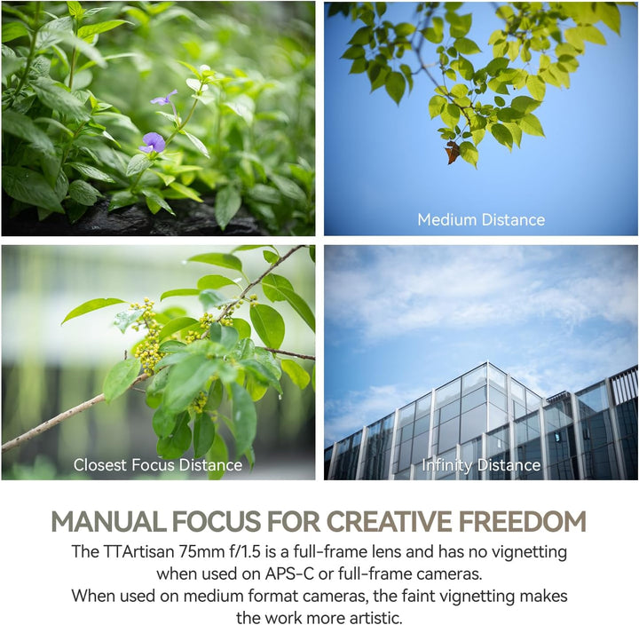 TTARTISAN 75 mm F1,5 Objektiv für M42 Mount Swirly Bokeh Vollformat Manueller Fokus Prime Objektive