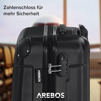 Arebos 4tlg. Hartschalenkofferset I ABS-Hartschale I Trolley Kofferset I Reisekoffer mit Teleskopgri
