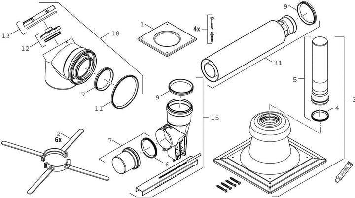 Bosch FC-Set80-C93x Grundbausatz 80/125 Schacht oben Kunststoff