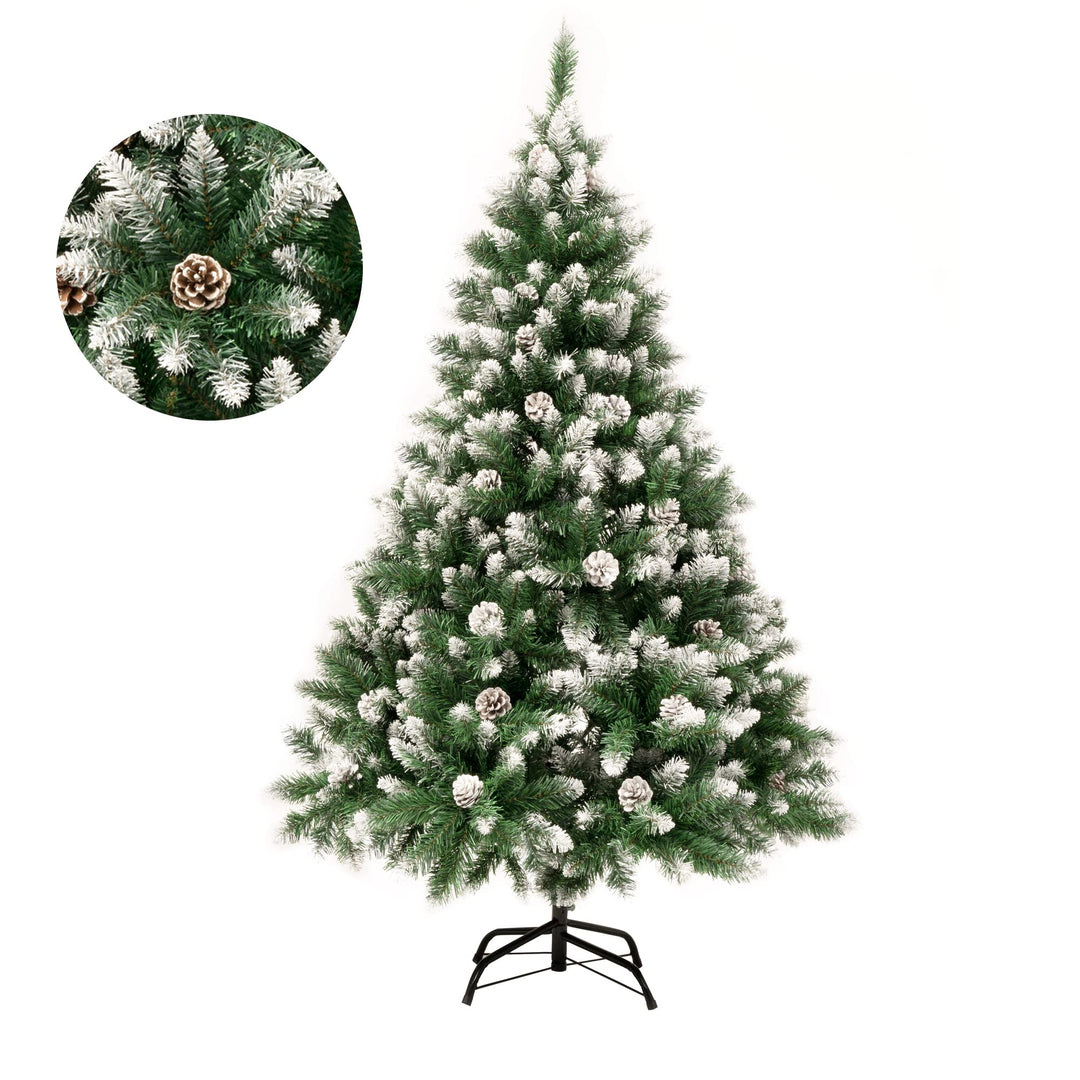 GIGALUMI Künstlicher Weihnachtsbaum mit Schnee-Effekt 150cm 760 Spitzen Tannenbaum mit beschneiten Ä