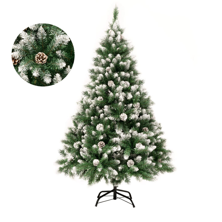 GIGALUMI Künstlicher Weihnachtsbaum mit Schnee-Effekt 150cm 760 Spitzen Tannenbaum mit beschneiten Ä