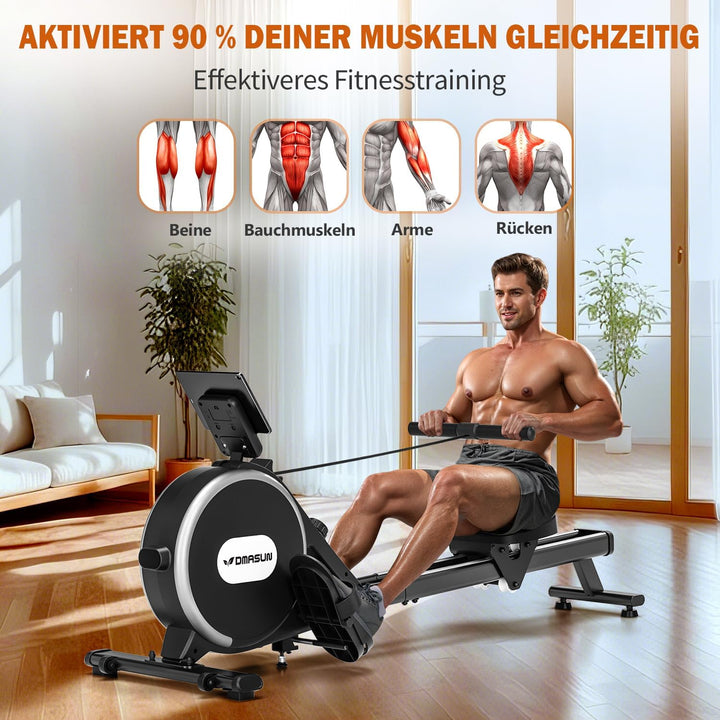 Rudergerät für Zuhause, DMASUN Leises Magnetisches Rudergerät mit 16 Widerstandsstufen, Upgrade Dopp