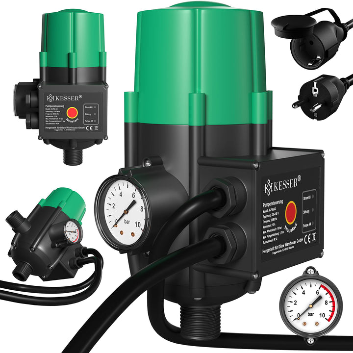 KESSER® Pumpensteuerung mit Baranzeige | mit Kabel | 10 bar Druckwächter Elektronische Pumpensteueru