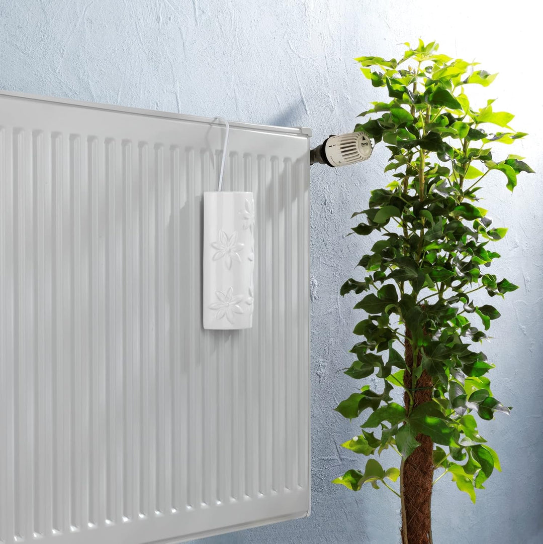 Wenko Luftbefeuchter Blumen Keramik, Raumbefeuchter mit Blumenverzierung für die Heizung Humidificad