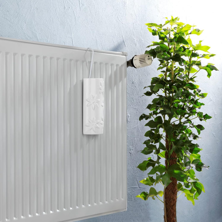 Wenko Luftbefeuchter Blumen Keramik, Raumbefeuchter mit Blumenverzierung für die Heizung Humidificad