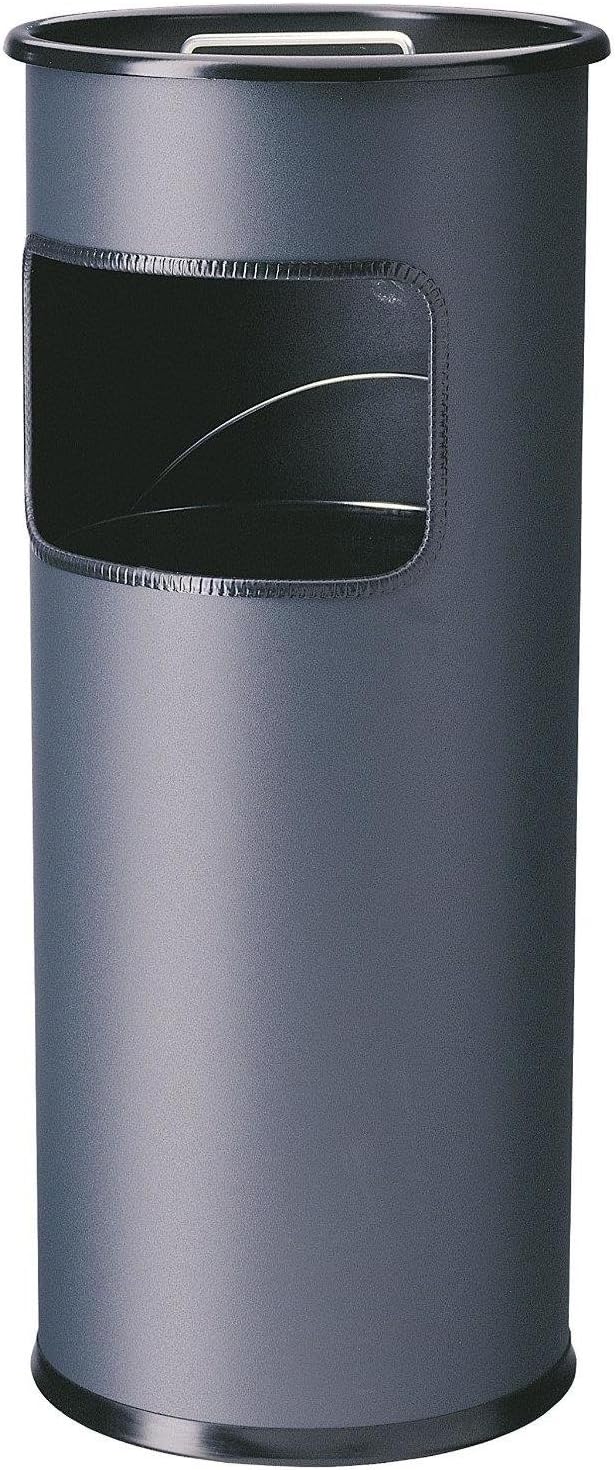 Durable Papierkorb Metall mit Ascher rund, anthrazit, 333058 anthrazit rund, anthrazit rund