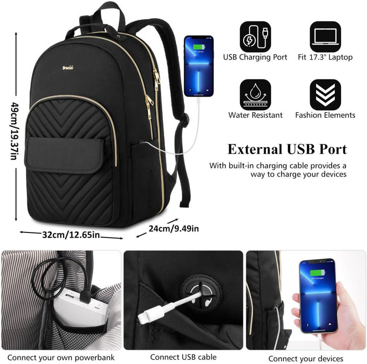 Rucksack Laptop Damen 17,3 Zoll Rucksack Frauen,Schulrucksack Schulranzen Mädchen Teenager für Unive