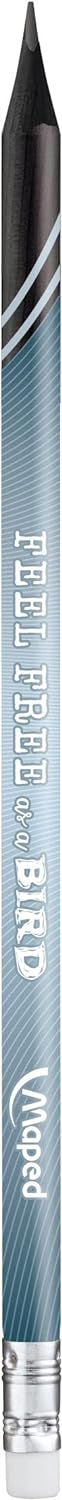 Maped – 72 Graphitstifte Black'Peps Energy HB – Radiergummi – Bleistifte mit inspirierenden Nachrich