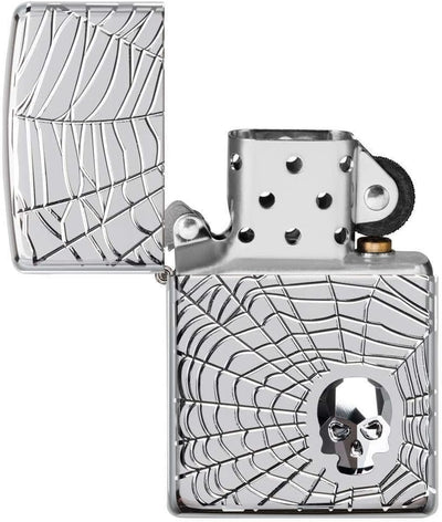 ZIPPO – Gold Skull Design - High Polish Chrome, Armor – Sturmfeuerzeug, nachfüllbar, in hochwertiger