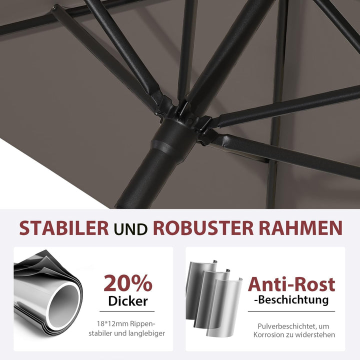 Sekey 180 × 130 cm Sonnenschirm Balkon Sonnenschirm Rechteckig für Balkon, Terrasse & Garten,Windfes