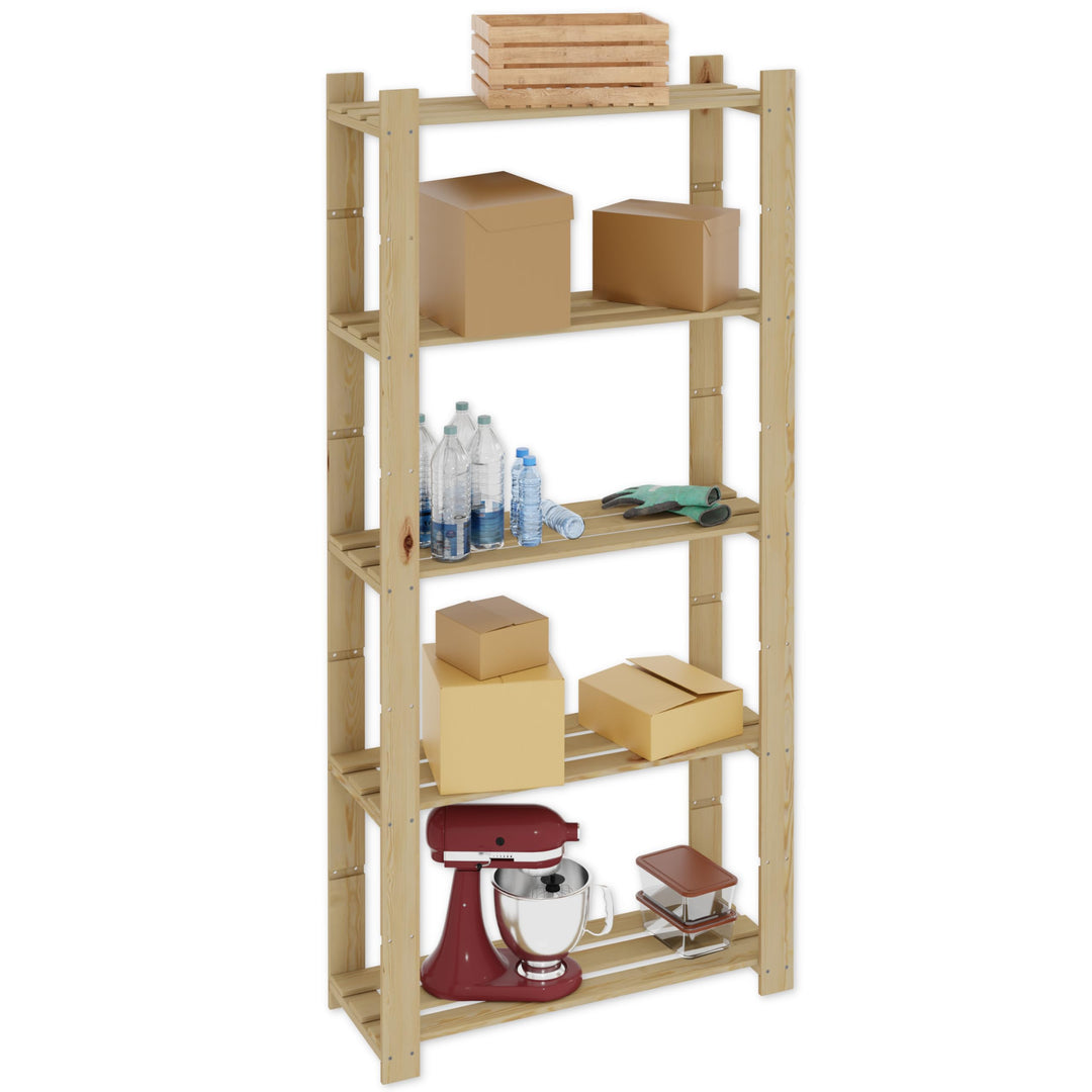 Lenmar Serie B Holzregal, Kiefer, Holz, Hellbeige, B-18 170 x 80 x 30 cm, 5 Böden, Bücherregal, Holz