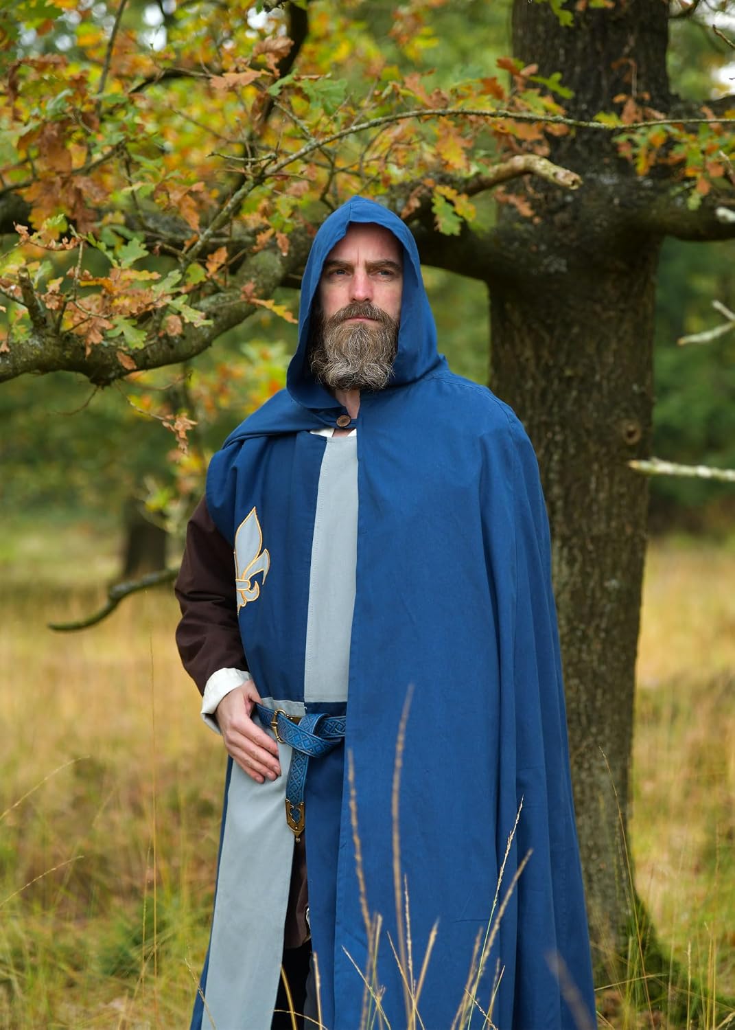 Battle-Merchant - Mittelalter Umhang Burkhard mit Kapuze/Gugel Damen Herren Zauberer Kostüm Kleidung