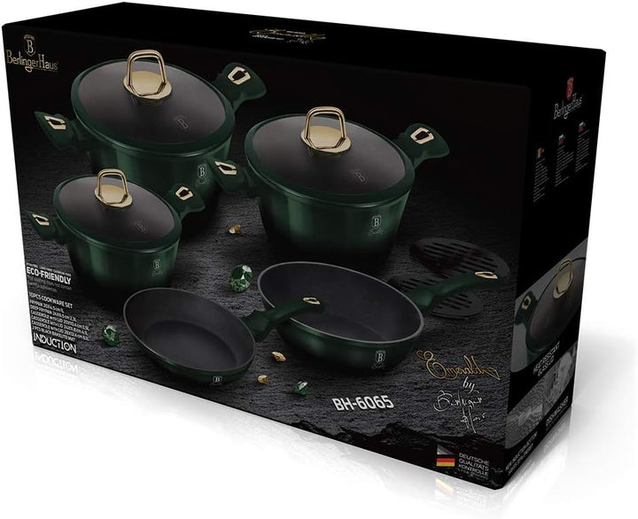 Berlinger Haus Emerald Collection 10 Stück Kochgeschirr Set, BH/6065 Emerald Edelstahl 18/8