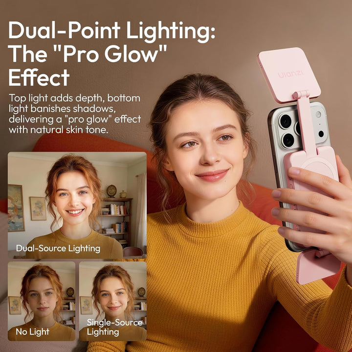 ULANZI GL01 [2026 Aktualisierte] Magnetische Selfie Licht für iPhone, Magnet LED Handy licht mit Zwe