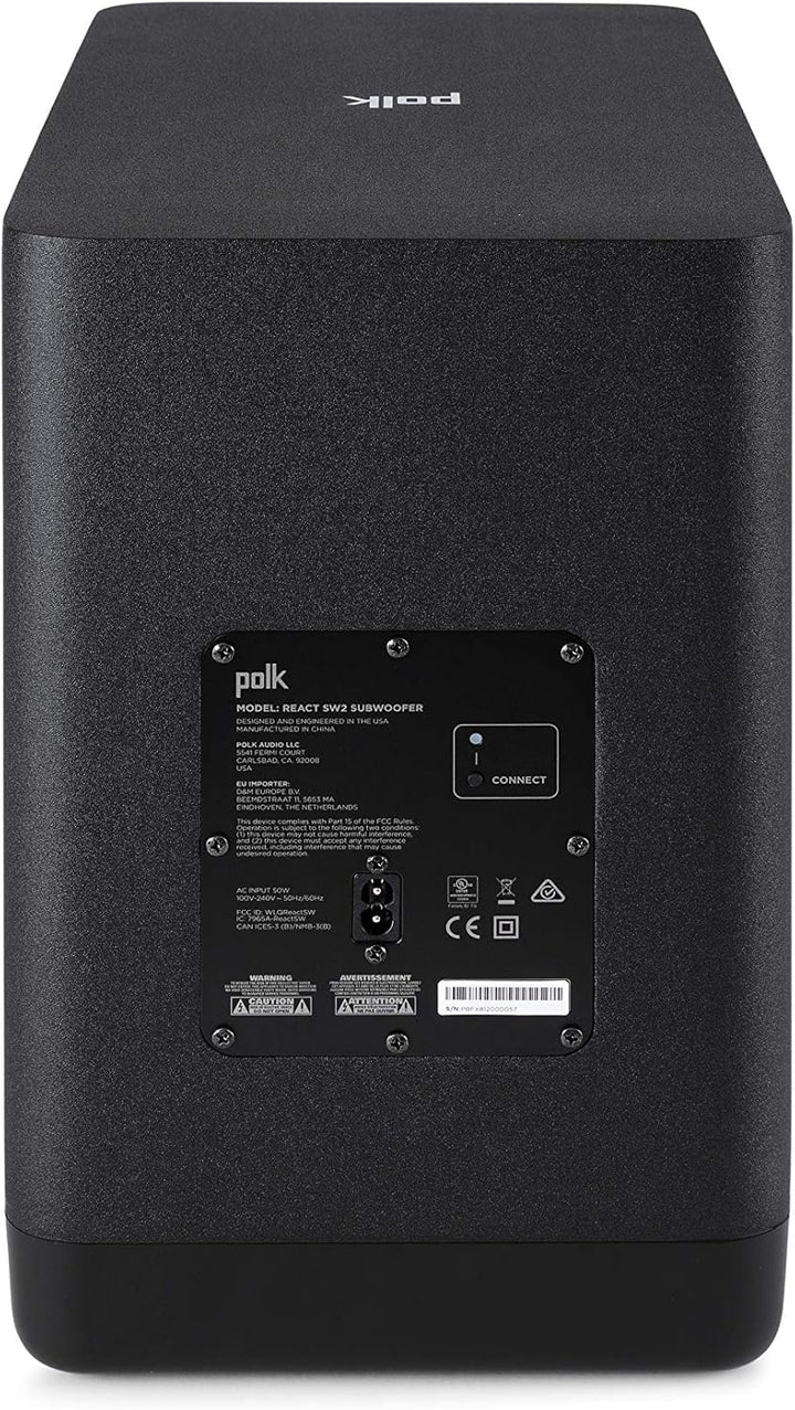 Polk Audio React Sub, kabelloser Subwoofer für die Polk React Soundbar, React Soundbar