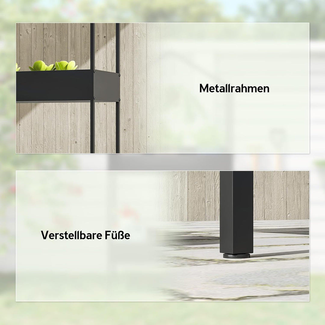 Outsunny 2-Etagen Pflanzenständer in Hausform, 150 cm hoch Blumenständer mit Haken, Metall Pflanzenr