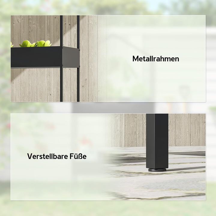 Outsunny 2-Etagen Pflanzenständer in Hausform, 150 cm hoch Blumenständer mit Haken, Metall Pflanzenr