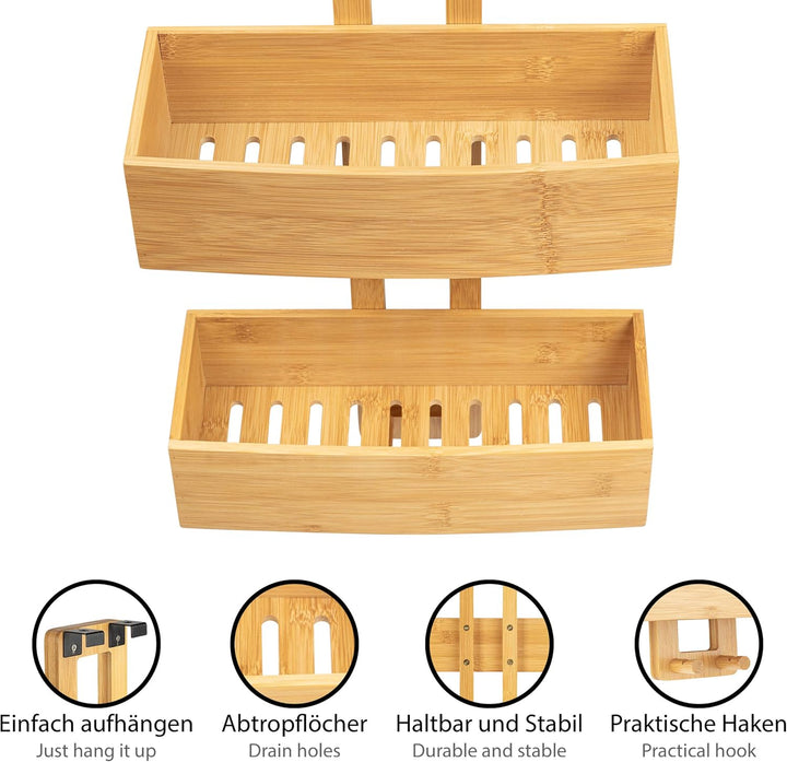 ONVAYA® Duschregal ohne Bohren | aus Bambus | Badregal zum Hängen | Duschablage aus Holz | Hängerega