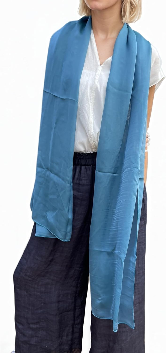 Damen Unifarbe Seidentaft 100% Chiffon Seide festlich Stola Schultertuch Schal für Abendkleider 200