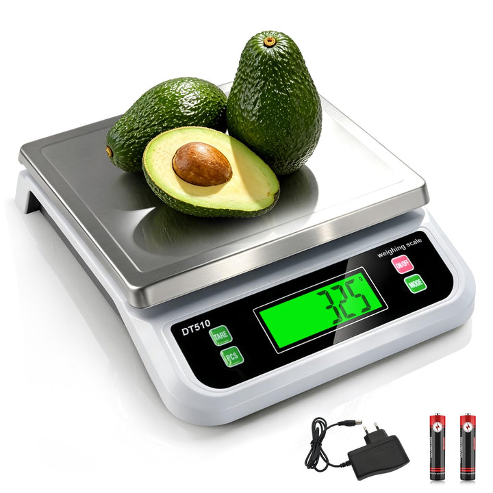 Grosser Edelstahl Küchenwaage 40kg/1g Digitalwaage mit 6 Masseinheiten und LCD Display Küchenwaage m
