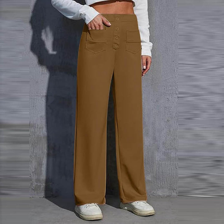 Hose Damen Langgrösse Arbeitshose für Damen, hohe elastische Taille, gerade Hose mit weitem Bein, Bu