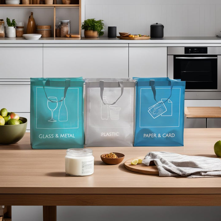 Wiederverwendbare Recycling-Taschen, 3er-Pack Innen- und Aussenbereich Mülltrennung, Wasserdichte Ab
