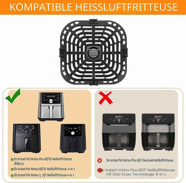 Air Fryer Grillplatte für Instant Pot Vortex Plus 5.7L Air Fryer Zubehör Ersatzteile Tablett Grillpf