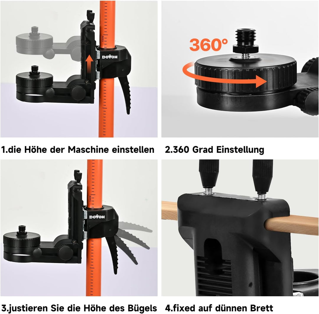 Laser Teleskopstange, DOVOH 3,7m/12ft Einstellbar für Kreuzlinienlaser, Laser Stativ mit 1/4"-20 Aus