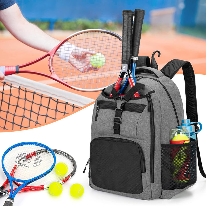 DSLEAF Tennistasche für 2 Schläger, Tennisrucksack mit separatem Schuhfach für Sporttraining, Fitnes