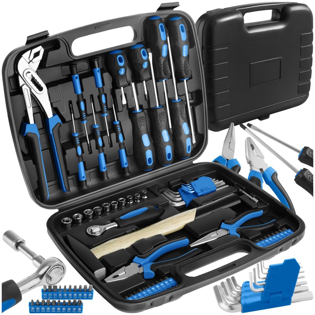 TecTake 402789 Universal Werkzeugkoffer 57 teilig, mit Werkzeug gefüllt | für Haushalt, Garage & Wer