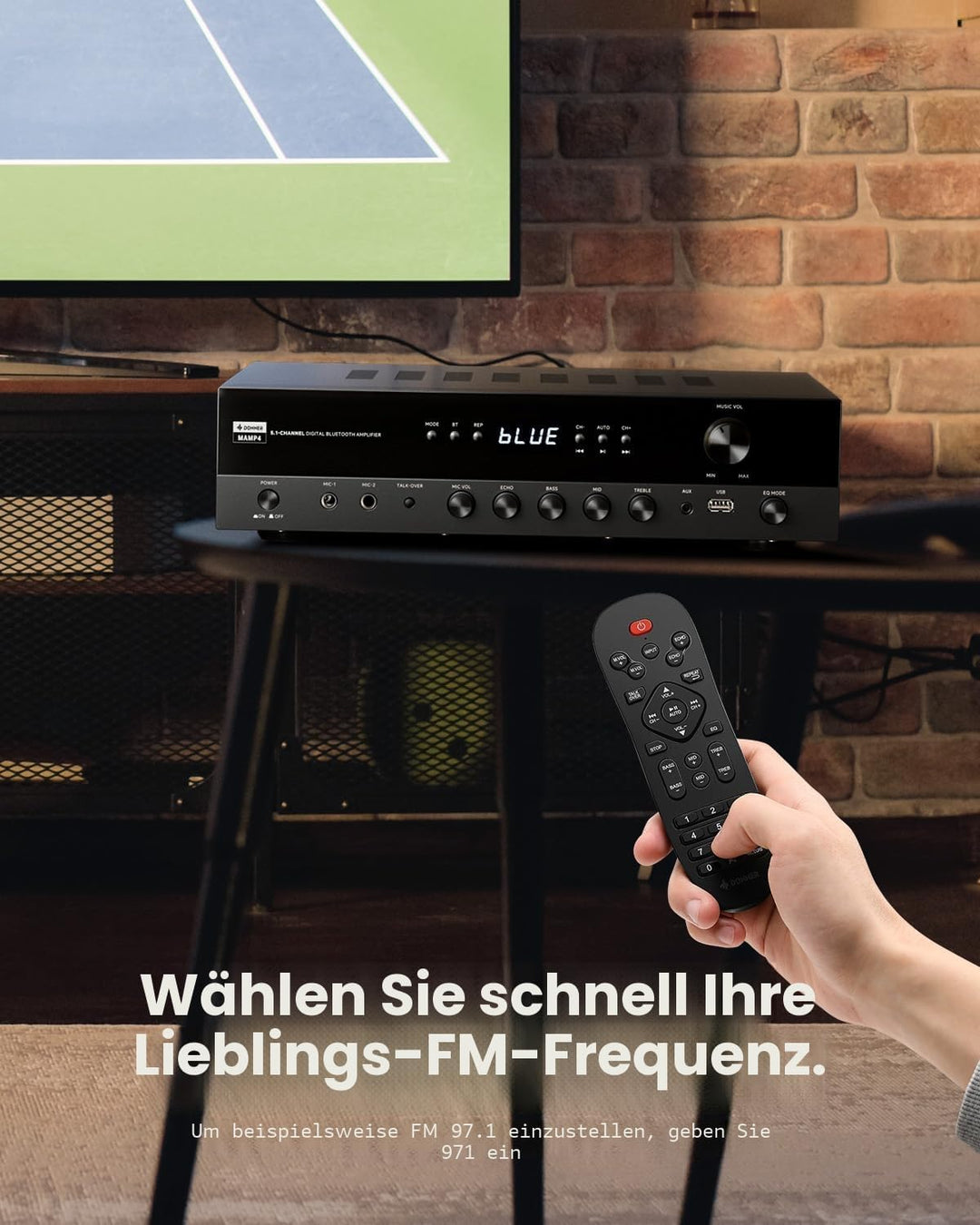 Donner Audio-Leistungsverstärker, 5.1-Kanal-Audioverstärker mit Bluetooth 5.3, optischem/koaxialem E