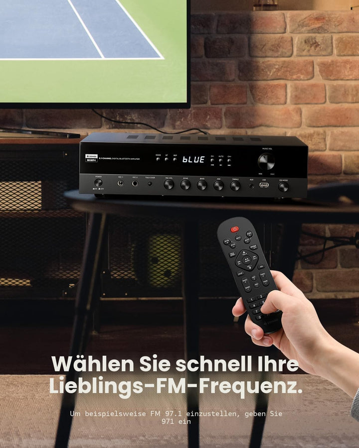 Donner Audio-Leistungsverstärker, 5.1-Kanal-Audioverstärker mit Bluetooth 5.3, optischem/koaxialem E