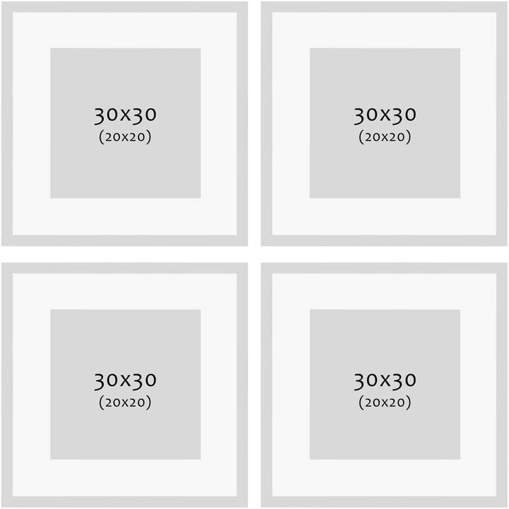PHOTOLINI Bilderrahmen Holz 30x30 Schwarz mit Passepartout, Holzbilderrahmen Made in EU, 4er Set, br