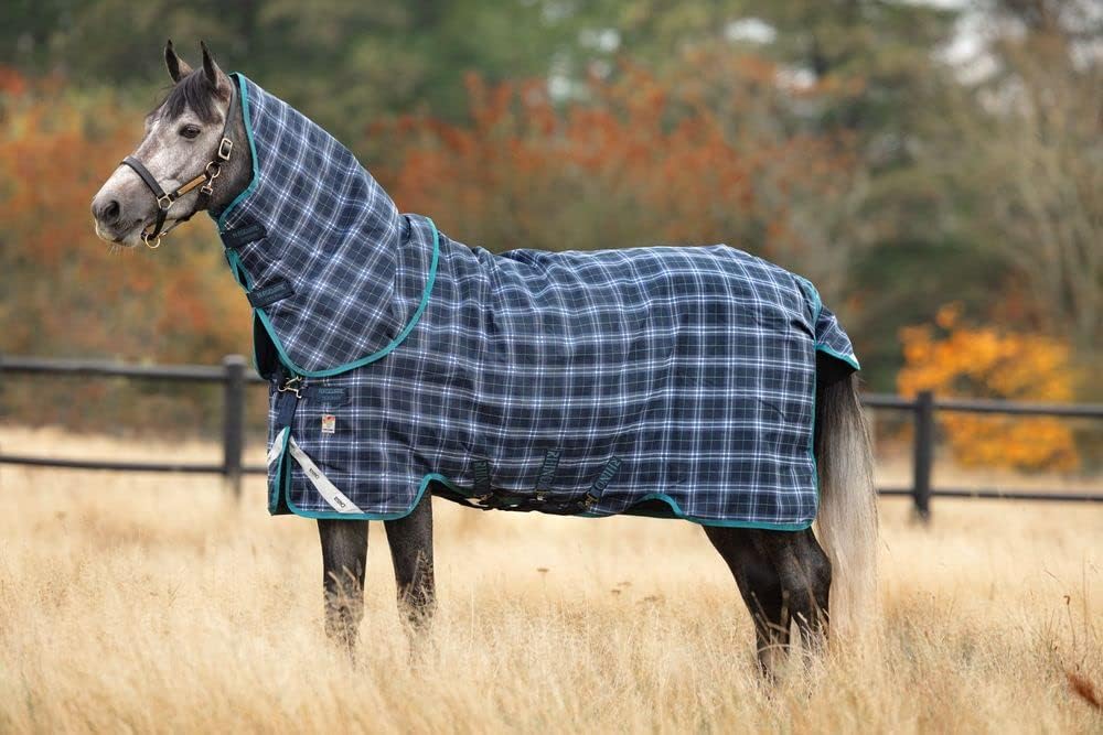 Horseware Rhino Plus Turnout Medium 250g, Grösse:155 cm / 6'9, Farbe:Navy Check 155 cm / 6'9 Navy Ch