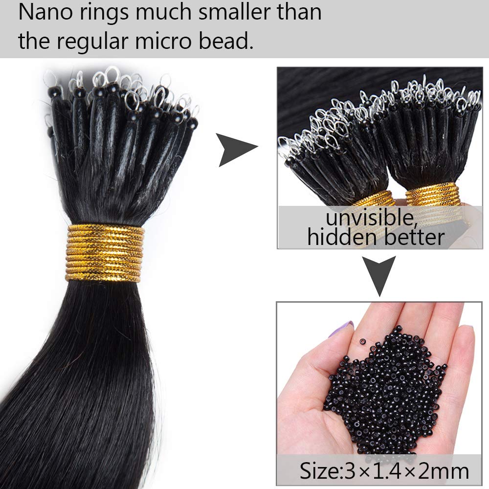 SEGO Nanoring Extension Echthaar 1g Loop Haarverlängerung Haarteile 50 Strähnen 7A 100% Remy Human H