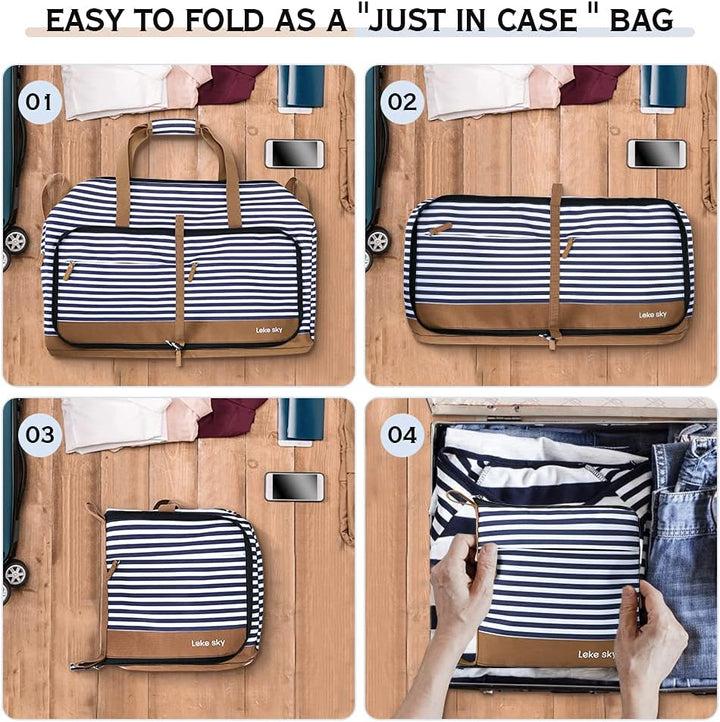 Lekesky Reisetasche Damen 60L 80L 100L mit Schuhfach, Faltbare Reisetasche Weekender Sporttasche fur