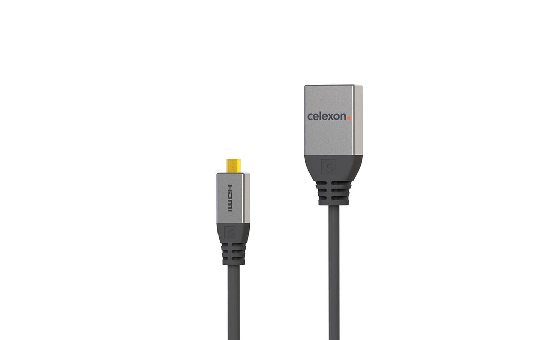 celexon Micro HDMI auf HDMI M/F Adapter mit Ethernet - 2.0a/b - 0,25cm - HDMI-D (Micro) auf HDMI-A -