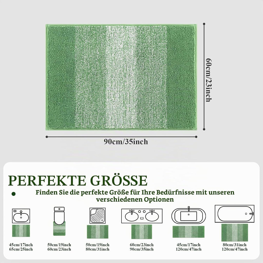 Enyhom Badematte rutschfest 60 x 90 cm, Weicher Dicker Grün Badezimmerteppich Waschbar Badteppich, S