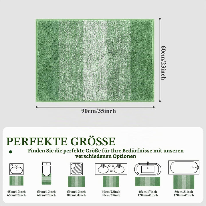 Enyhom Badematte rutschfest 60 x 90 cm, Weicher Dicker Grün Badezimmerteppich Waschbar Badteppich, S