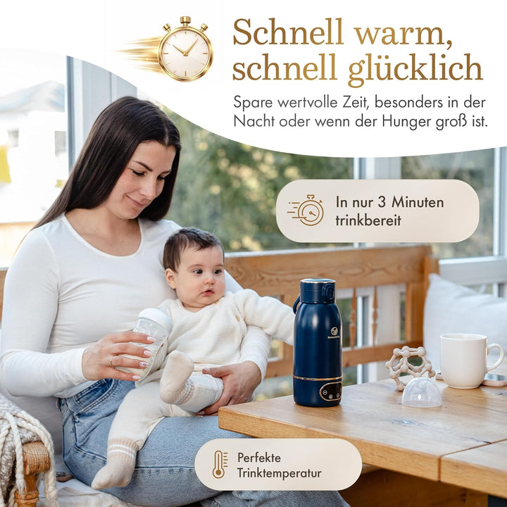 Tragbarer Flaschenwärmer für Babyflaschen – Baby Bottle Warmer mit Akku für unterwegs – präzise Temp