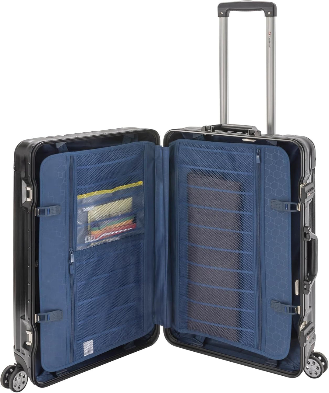Travelhouse London Koffer Schwarz M-65cm · Alu-Rahmen · Polykarbonat Hartschale · Trolley Reisekoffe
