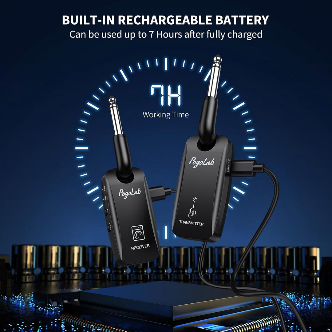 POGOLAB 5,8G Drahtlos Gitarrensystem Gitarre Sender Empfänger für Bass Gitarre, Kabello E Gitarre Wi