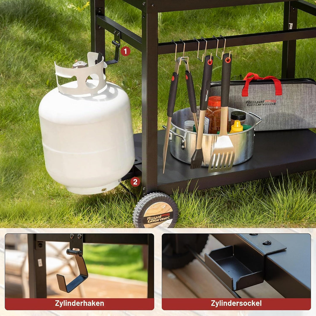 Royal Gourmet Grillwagen Grilltisch Outdoor Beistelltisch Garten Trolley Outdoorküche Multifunktione