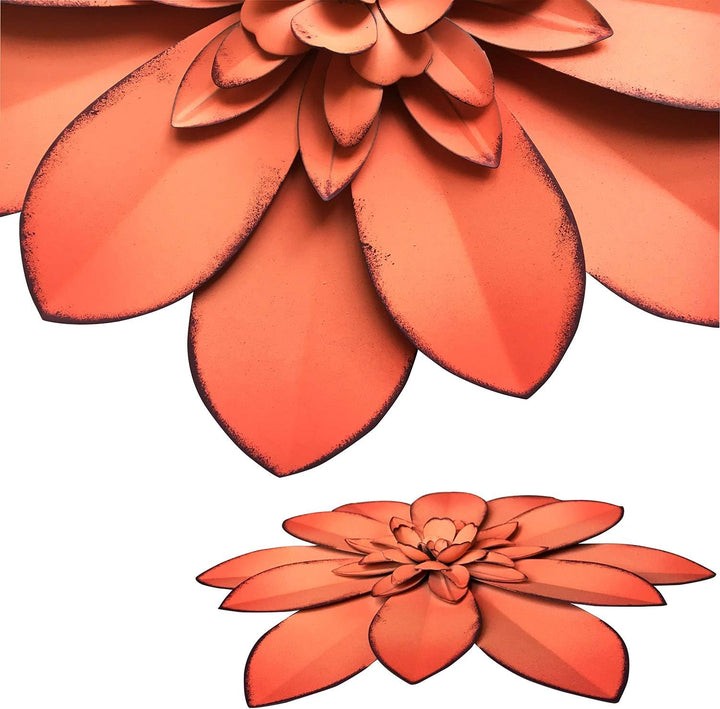 Picfarce Wanddekoration aus Metall, 27.9 cm, rustikale moderne Blumenskulptur, Used-Look zum Aufhäng