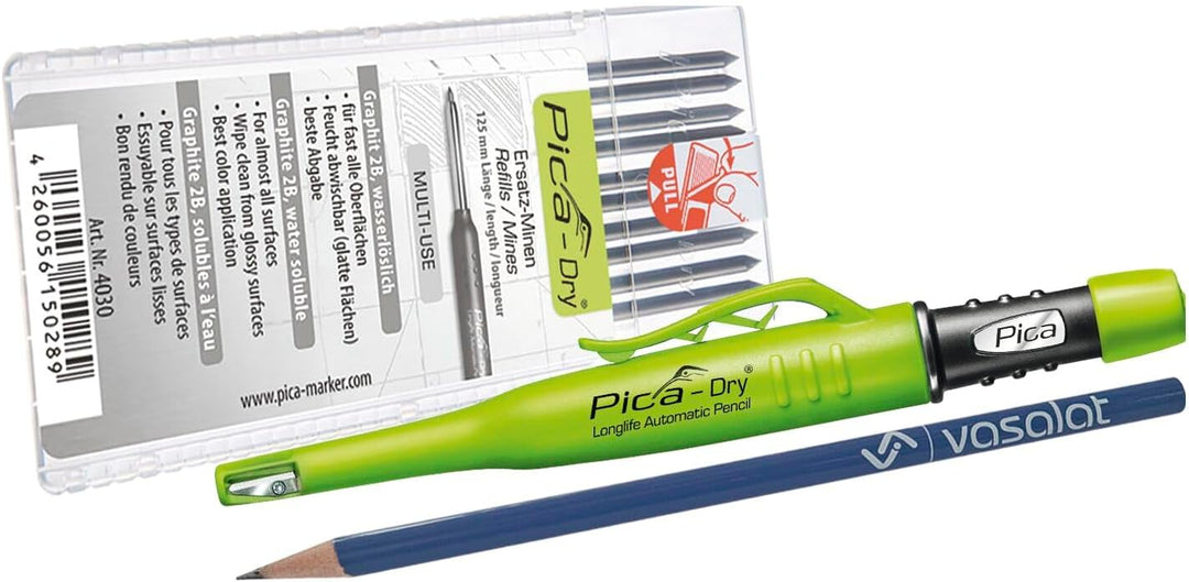 Pica Dry Tieflochmarker Set - Druckbleistift mit automatischem Minenvorschub und 10 Ersatzminen grap
