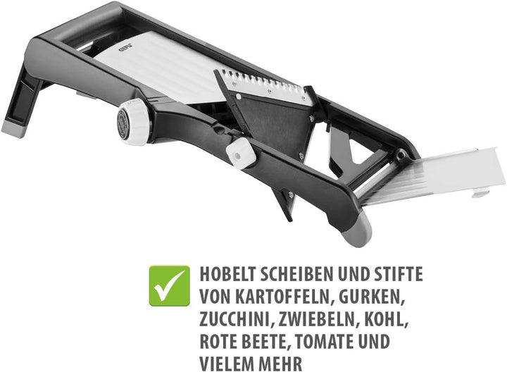 GEFU Gemüsehobel LAOLA | verstellbare Schnittstärken 1–9 mm | Julienne & Wellenschnitt | Edelstahl,