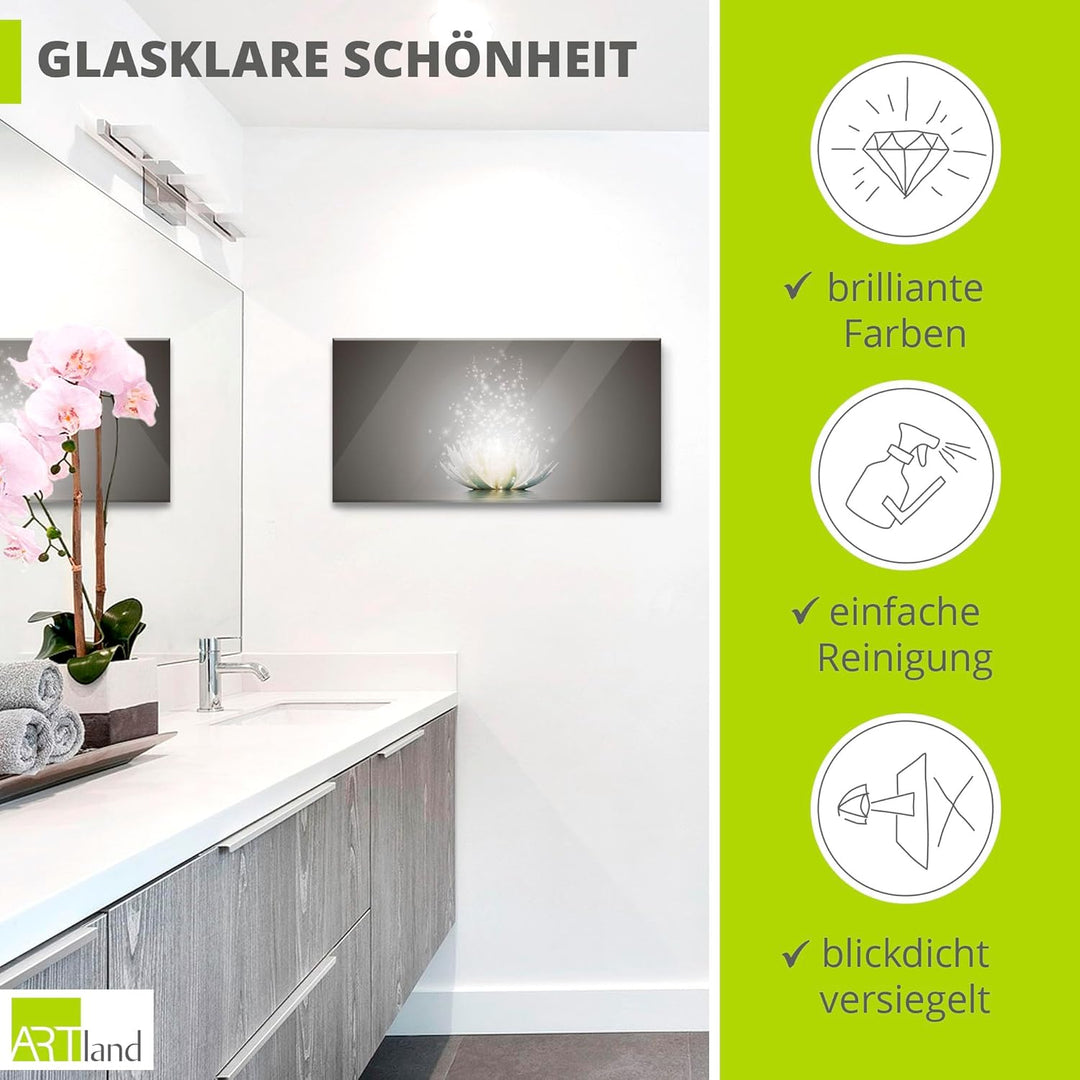 ARTland Glasbilder Wandbild Glas Bild einteilig 60x45 cm Querformat Abstrakte Kunst Botanik Blumen S