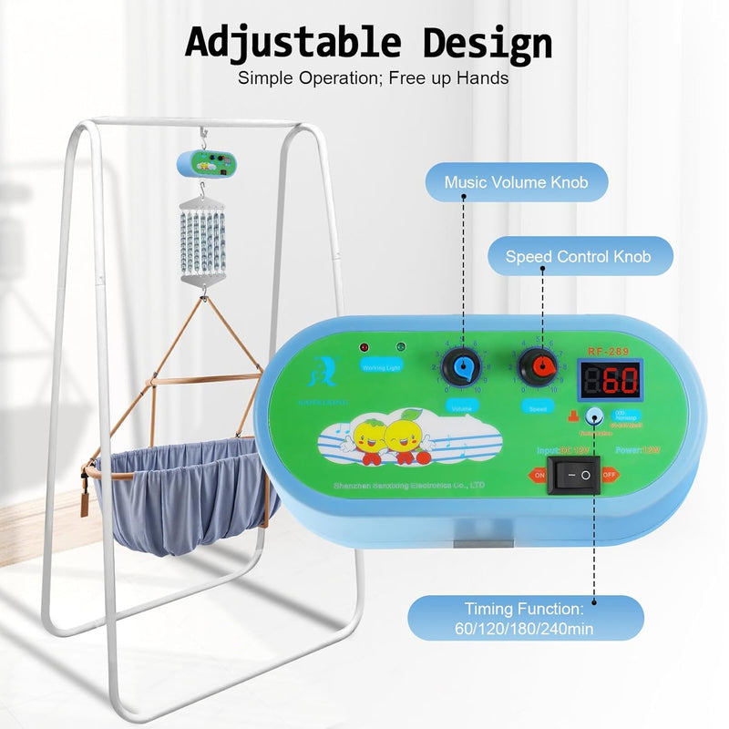 Elektrische Babyschaukel mit Controller Federwiege Motor Baby Bouncer und einstellbarem Timer Displa